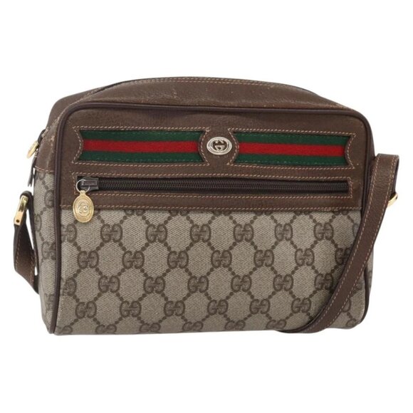 GUCCI GG Supreme Web Sherry Line Bag PVC Beige Gold 56 02 087 Auth BA7251 - Picture 2 of 16